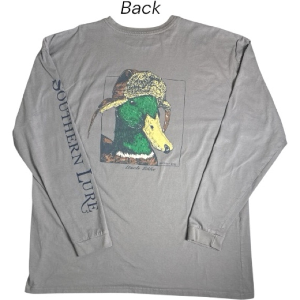 Southern Lure Uncle Eddie Duck Graphic LS Shirt XXL Gray Pocket Tee Hunting